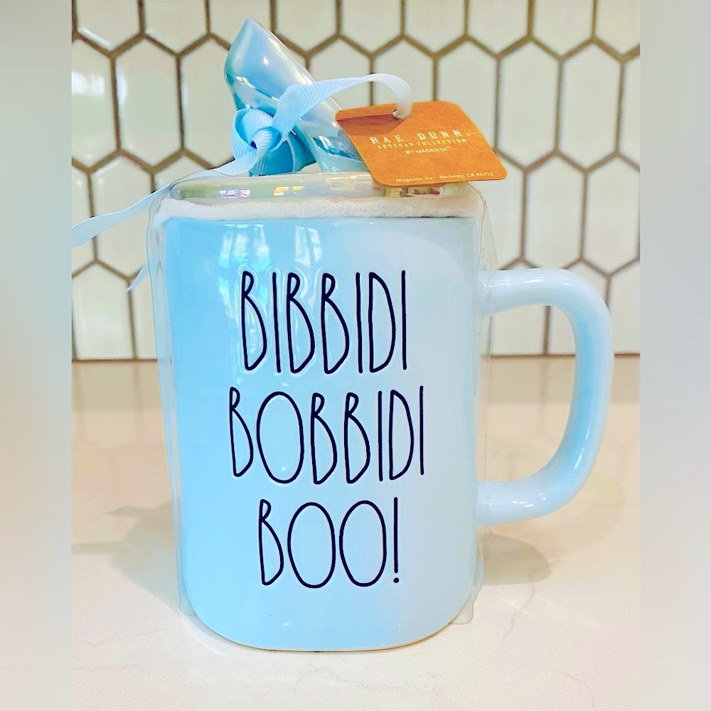 Rae Dunn Cinderella Lidded Mug | BIBBIDY BOBBIBI BOO | Glass Slipper Topper